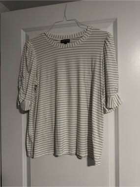 Striped Ruffle-Sleeve Top – Size L